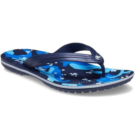 Crocs Blue Camo Croc Band Flip Flops - Picture 2 of 12